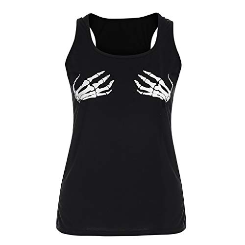 TIFENNY Women's Sexy Sleeveless Claw Print O-Neck Shirt Summer Sport Casual Pullover Vest Tank Tops Tee Black - Thumbnail 2