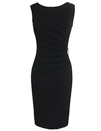 VFSHOW - Vestido elegante para mujer, estilo rugoso, para trabajo, oficina, cóctel, vestido