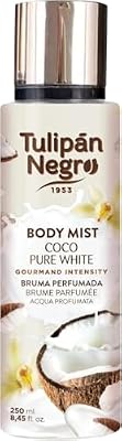 Tulipán Negro - Body Mist Coco Pure White, Bruma Corporal con Fragancia Tropical a Coco, Aroma Dulce y Refrescante para Uso Diario, 250 ml