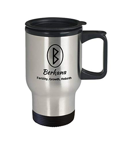 Berkana Rune Travel Mug Gift Viking Rune Stone Travel Mug Norse Rune Mug Divination Mug Oracle Mug Elder Futhark Rune Mug