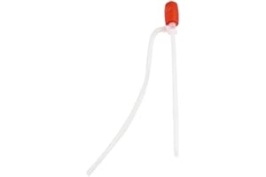 KoiLykke Manual Siphon Pump Liquid Transfer Oil, Water, for Fuel for Red and White Plastic Hose Sucker
