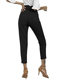 Pantalones de dama con cintura alta y bolsillos (tallas S-XXL)