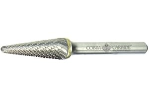 Cobra Carbide 11247 Micro Grain Solid Carbide Taper Burr with Radius End, Double Cut, Shape L SL-42L2, 1/8" Shank Diameter, 1/8" Head Diameter, 1/2" Cutting Length (Pack of 1)