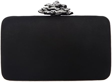 Crystal Rose Cocktail Purses for Women Burgundy Velvet Clutch