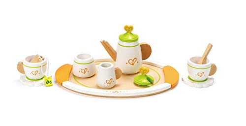 Hape Tea Set for Two Wooden Tea Party Playset , Wooden Pretend Tea Playset for Kids, Kitchen Accessories Kit Includes 2…