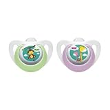 2 Reborn Baby Doll Pacifiers NUK Newborn Girl Colors Giraffe + Monkey (Pacifier Design May Vary from Picture Shown) With Reusable Putty Non Magnetic AGES 8 YRS +
