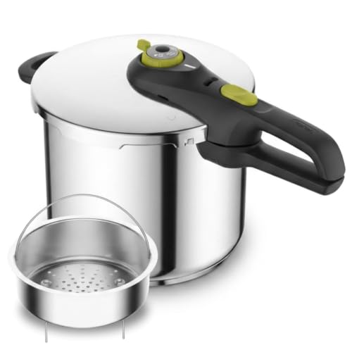 Tefal Secure Neo 8L, Olla a presión, Para 5-8 personas, Resultados rápidos y óptimos, 2 Programas, Diseño compacto, Apto lavavajillas, Acero inoxidable