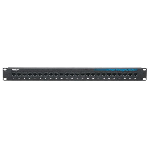 Black Box Cat5E Unshielded Feed-Through Patch Panel 24-Port 1U