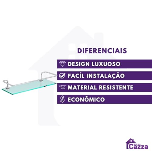 Kit 02 Porta Shampoo Suporte De Banheiro Shampoo Reto Vidro 6mm Acompanha Parafusos