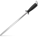 Zulay Knife Honing Steel Rod - 12 Inch Sharpening Steel Rod - Professional Knife Sharpener Rod for all Knifes - Premium Carbon Steel Knife Sharpening Rod - Knife Sharpening Steel Rod
