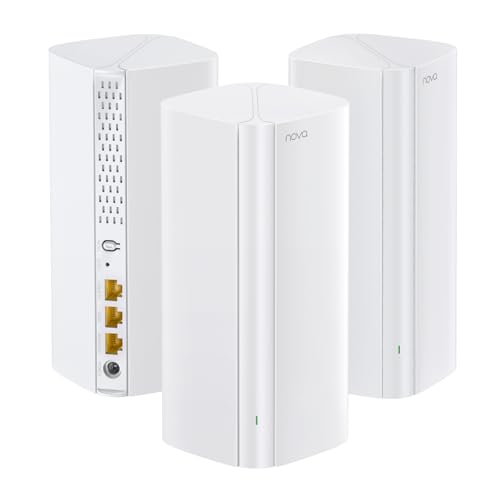 Tenda Nova MX12 Mesh WLAN System - AX3000 Wi-Fi 6 Dualband Mesh Set-empfohlen für Häuser mit 3-4 Schlafzimmer -9xGigabit Port -Ersetzt Router und Repe