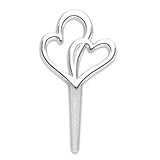 24 Count Double Silver Heart Love Cupcake Picks Toppers Wedding Bridal Shower Party Supplies