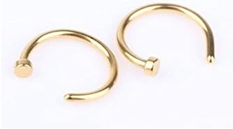 bestwishes2u 2Pcs Jewelry Stainless Steel Nose Open Hoop Ring Earring Body Piercing Studs
