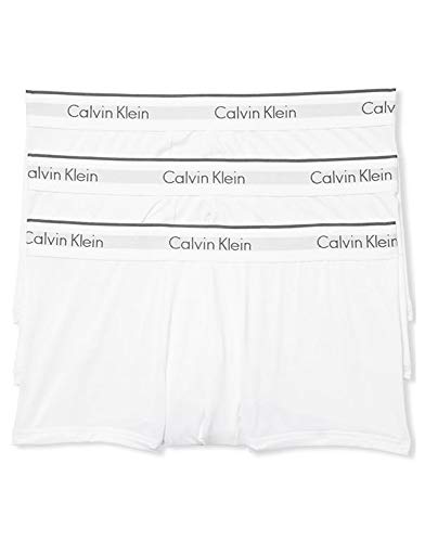 Calvin Klein Men's Microfiber Stretch Multipack Low Rise Trunks, White, Large
