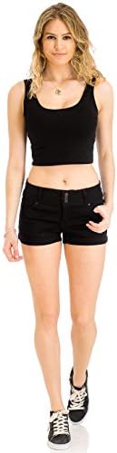 PINMUSE Women Cotton Spandex Stretchy Shorts 90070 Black L
