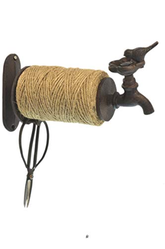 Wall Mounted Water Tap Cast Iron Vintage Twine Holder Dispenser with Scissors