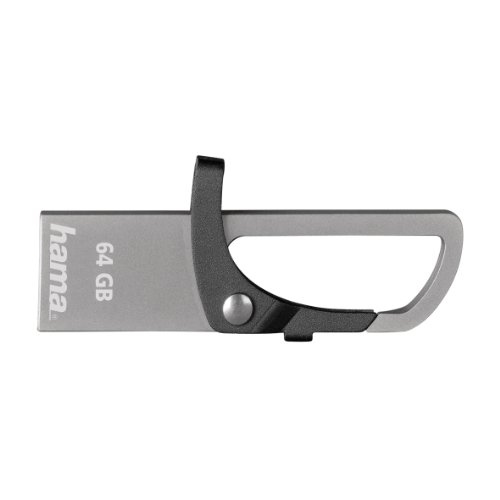 Hama 64GB USB-Stick USB2.0 Datenstick mit Karabiner (15 MB/s, Memory Stick besonders geeignet für Befestigung am Schlüsselbund oder Geldbeutel, Speicherstick, geeignet für Windows/MacBook) grau – Bild 3
