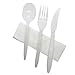 R Noble 160 Plastic Silverware Set with Napkins, Individually Wrapped, Disposable Silverware Set, Cutlery Kit, Medium Weight, 160 Napkins, 160 Plastic Forks, 160 Plastic Spoons, 160 Plastic Knives