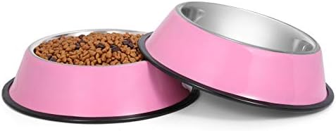 KASBAH Stainless Steel Dog Bowls Food and Water Bowl Non-Toxic 2 Pack Pet Bowls with Rubber Base for Small/Medium/Large Dogs,Cats