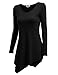 Doublju V-Neck Tunic Handkerchief Longline Tunic T-Shirt Dress Top for Women with Plus Size Black Medium