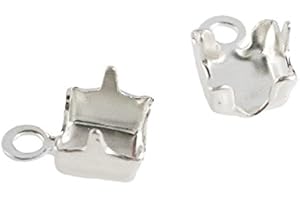 JEWELRYSUPPLY Cup Chain End Connector (Package of 2) (2mm, Silver Plated)