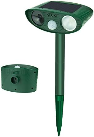 KMESOYI Dog Cat Repellent, Solar Animal Ultrasonic Pest Repeller With Flashing Light, Sonic cat repellent Outdoor, Dog Squirrels Rodent Birds Repellent