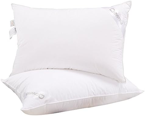 Downia Superior 100% White Duck Down/Feather Pillows,Double Pieces,29-by-19 Inch