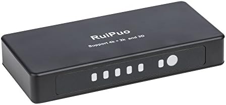 RuiPuo - 4k UHD HDMI Split - HDMI Splitter 1 in 4 out - 4k Ultra HD 2160p / Full HD 1080p - CEC - HDCP - 3D Ready - Deep Color 30bit, 36bit, 48bit - gold - metal housing, Black Color