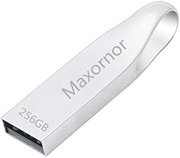 Maxonor Metal USB 2.0 Flash Drive 256GB Silver (H01128) - Keychain Design (256GB)