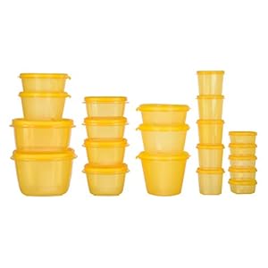 SimpArte Plastic Grocery Container, 21-Pieces, Golden Yellow