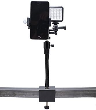 Livestream Gear - Desk Clamp Setup with Dimmable LED Light for Live Stream, Videos, or YouTube. Fits Larger Sized Devices, and Dimmable LED Light to Adjust Brightness. (Clamp w/Lg. Holder)