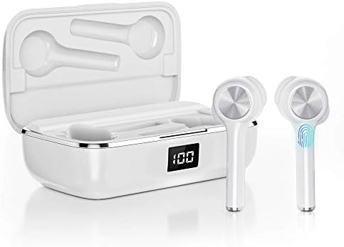 Écouteurs Bluetooth Sans Fil,ecouteur bluetooth 5.0 Contrôle Tactile ecouteurs sans fil avec Étui Chargement et Microphones HD Réduction du Bruit CVC8.0 Casque Bluetooth Sport pour Smartphone iPhone
