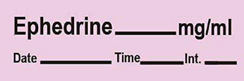Pharmacy Label Timemed Anesthesia Label Ephedrine Violet 1-1/2 X 1/2 Inch