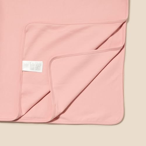 Amazon Essentials Unisex Babies\' Swaddle Blankets, Pack of 3, Dusty Rose/Dots/Stripe, One Size