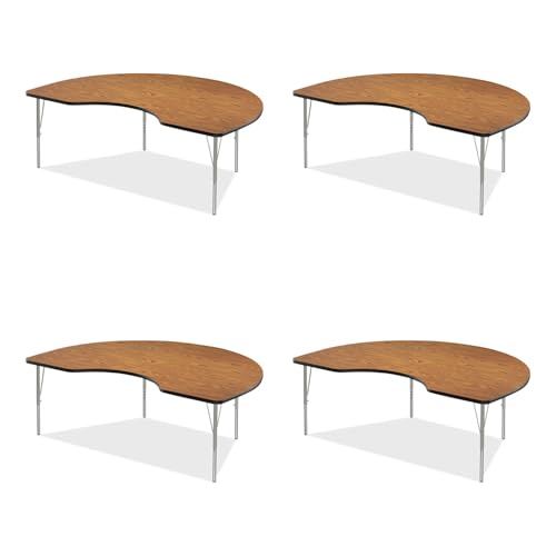 Correll 48"x72" Kidney Shaped Classroom Activity Table 4 Pack, Height Adjustabl…
