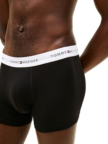 Calzoncillos bóxer Pack de 7 Hombre Trunks con Logotipo en la Cintura, Negro (Wht/Wht/Wht/Blk/Blk/Des/Des), L
