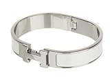 Pumud Women's Stylish 316l Stainless Steel Anti-allergic H-shaped Buckle Bracelet Bangle (Silver + White)