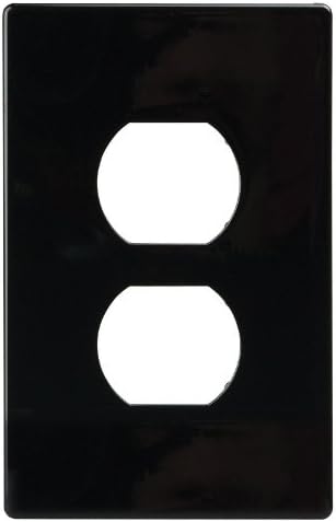 Eaton PJS8BK-SP-L Polycarbonate 1-Gang Screwless Duplex Receptacle Mid Size Wall Plate, Black