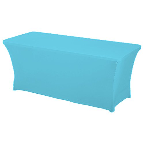 Haorui Rectangular Spandex Table Cover (6 ft. Turquoise) - Thumbnail 7