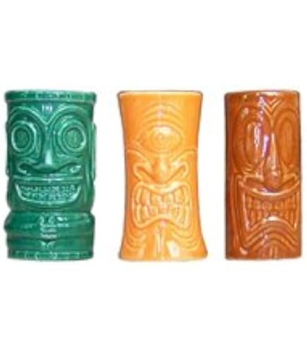 Final Touch :Tiki set 4 bicchieri colorati divinità hawaiane impilabili a totem