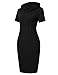 MISSKY Women Pullover Stripe Pocket Short Sleeve Slim Sweatshirt Causal Hoodie Dress (M, Black Short Sleeve)