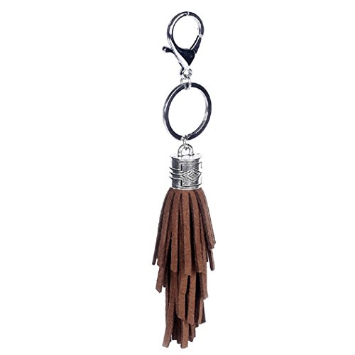 preliked Womens's Leather Tassel Charm Women Handbag Wallet Accessories Key Rings Bag Pendant (Brown)