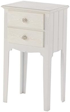 Geese 7627 - Bedside Table, 2 Drawers, Wooden, White