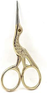 Xfome Type Stainless Metal Sharp Stork Scissors for Stitching Crafting, Artwork Work, Threading, Needlework, Embroidery (Golden)