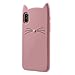 Miniko Cat iPhone X Case, (TM) Cute Kawaii Funny 3D Pink Meow Party Bread Cat Kitty Whiskers Protective Soft Rubber Case Skin for Apple iPhone X 2017 Teen Girls Women Girly Kid