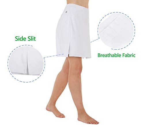slimour Women Modest Running Skirt Travel Skirt with Pocket Swim Skirt High Waist with Shorts White XXL