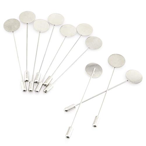 Lind Kitchen 20pcs Round Tray Brooch Pin Stick 15x76mm Stainless Steel DIY Handmade Dress Costume Jewelry Making Accessories Safety Brooch Lapel Pins (Silver) - Thumbnail 7