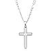 XP Jewelry Men's Sterling Silver Cross Pendant Figaro Chain Necklace Italian Made - Choose Width and Length