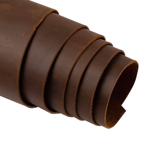 ELW Cowhide Bourbon Brown Leather 9-10 oz (3.6-4mm) Thickness Pre-Cut Calf Hide Full Grain Leather for Tooling, Holsters, Sheath, Carving, Embossing, Stamping