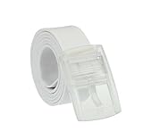Rukiwa Unisex Belt, Men Womens Smooth Silicone Rubber PU Leather Belt Plastic Buckle New (White)